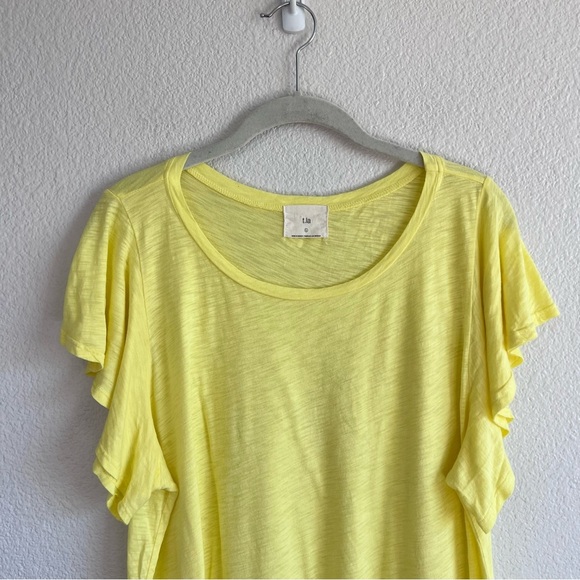 Anthropologie | t.la Women’s Yellow Flutter Ruffle Short Sleeve Top - Picture 2 of 13